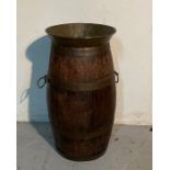 A brass banded barrelled umbrella stand