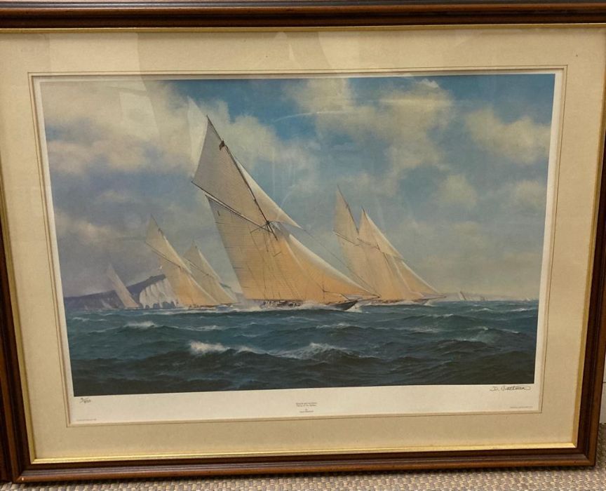 Two Nautical prints, Start and Stripes signed J Steven Dews and Britannia and her sisters Racing off - Image 11 of 14