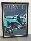An original iconic Art Deco Bugatti advertising racing car poster, dating from 1930's by Modernist
