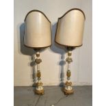 A pair of Louis style hand painted table lamps