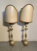 A pair of Louis style hand painted table lamps