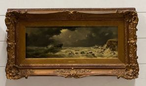 "Riding the Storm" oil on board by J Mundell believed to be better known as John James Wilson (