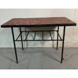 A metal frame small side table with tiled top (H40cm W60cm D30cm)