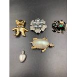 A selection of quality costume jewellery and a miniature silver scent bottle