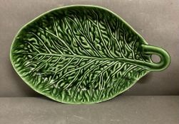 A large Portuguese cabbage ware serving dish
