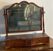 A mahogany toilet mirror with two drawers under
