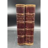 Two leather bound volumes of Lingards History of England Vol 7-8 and 1-2.