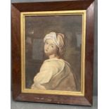 A portrait pastel of a girl, unsigned in oak frame