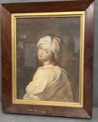 A portrait pastel of a girl, unsigned in oak frame