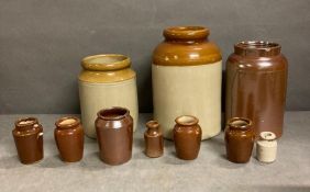 A selection of salt glaze pots
