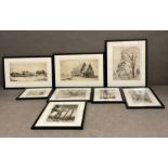 A selection of eight pencil etchings by W M Byatt