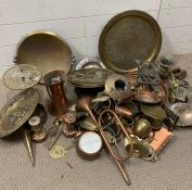 A large selection of mixed metal items to include brass and copper