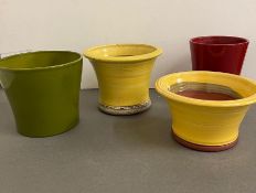 Four stoneware glazed pots