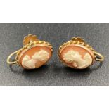 A pair of 9ct gold cameo earrings.(Approximate weight 2.5g)