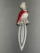A silver and enamel bookmark in the form of Jemima Puddle-Duck