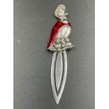 A silver and enamel bookmark in the form of Jemima Puddle-Duck