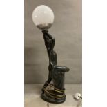 A black painted ceramic Art Deco style table lamp