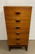 A teak tall boy Mid Century chest of drawers by G-Plan (H116cm W50cm D46cm)