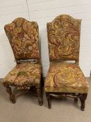 Two walnut continual side chairs