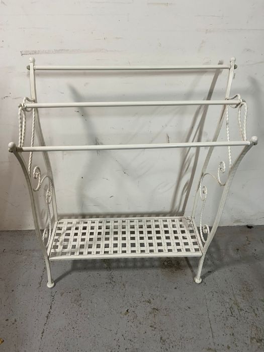 A white metal towel rail with scroll detail to sides (H90cm W70cm) - Image 2 of 3