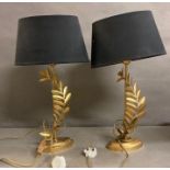 A pair of Laura Ashley Archer leaf gold table lamps