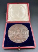 A Large Queen Victoria 1887 Golden Jubilee Medal in bronze with portrait by Joseph Edgar Boehm.