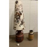 A Mid Century fat lava floor lamp and a German Studio pottery vase lamp (H132cm)