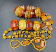 A selection of amber and amber style jewellery