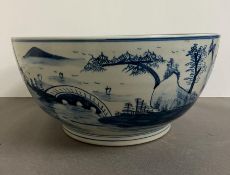 A large blue and white Chinese scene porcelain bowl (H19cm Dia41cm)