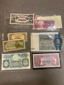 A small selection of banknotes to include British Armed Forces