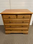 A light oak two over three chest of drawers by Cotswold Caners (H76cm W80cm D50cm)