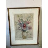 A still life watercolour "Flowers" by Bethia Clarke, British artist (1867- 1959) 34cm x 53cm