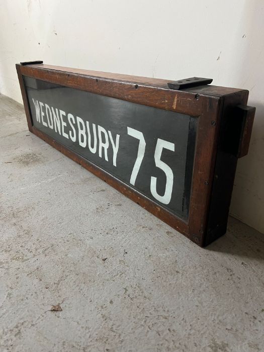 A bus sign in oak frame with winder, Wednesbury, Great Bridge, Spoon Lane, Rednal (29cm x 102cm) - Image 4 of 4