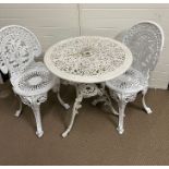 A white metal garden bistro set