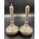Pair of Indian silver vases.
