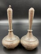 Pair of Indian silver vases.