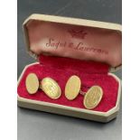 A pair of 9ct yellow gold cuff links, engraved (Approximate Total Weight 3g)