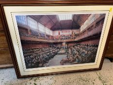 A signed print of Rt Hon Mrs Margaret Thatcher on the announcement of intention to retire