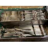 A German WWII field surgical kit, the box contains eight metal sterilising trays with surgical