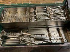 A German WWII field surgical kit, the box contains eight metal sterilising trays with surgical