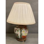 A Famille rose ginger jar converted to a table lamp