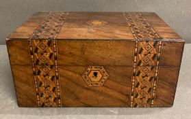 A walnut inlay sewing box AF