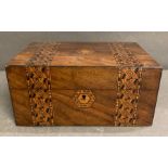 A walnut inlay sewing box AF