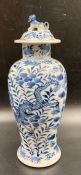 A Kangxi period lidded vase with food dog finial and dragon decoration to vase AF