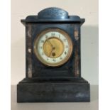 A French slate marble inlaid mantel clock