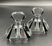 A pair of Art Deco glass scent bottles