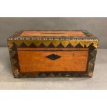 A vintage mahogany gilt inlay tea caddy AF