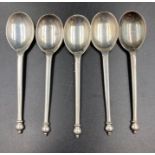 A set of five silver teaspoons, hallmarked for London 1918 by Josiah Williams & Co (David