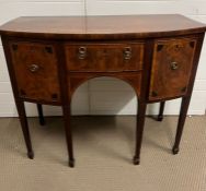 A George III mahogany and inlaid small sideboard (H83cm W102cm D51cm)