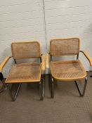 A pair of Italian cane and tubular chairs attributed to Marcel Breuer Bauhaus